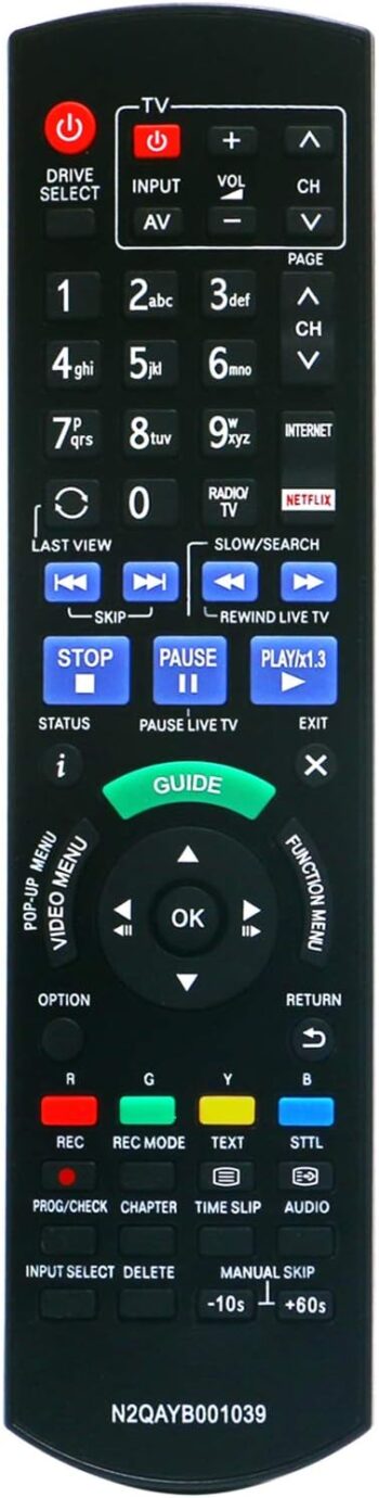 Replacement Remote Control Suit for Panasonic Blu-ray Disc Recorder