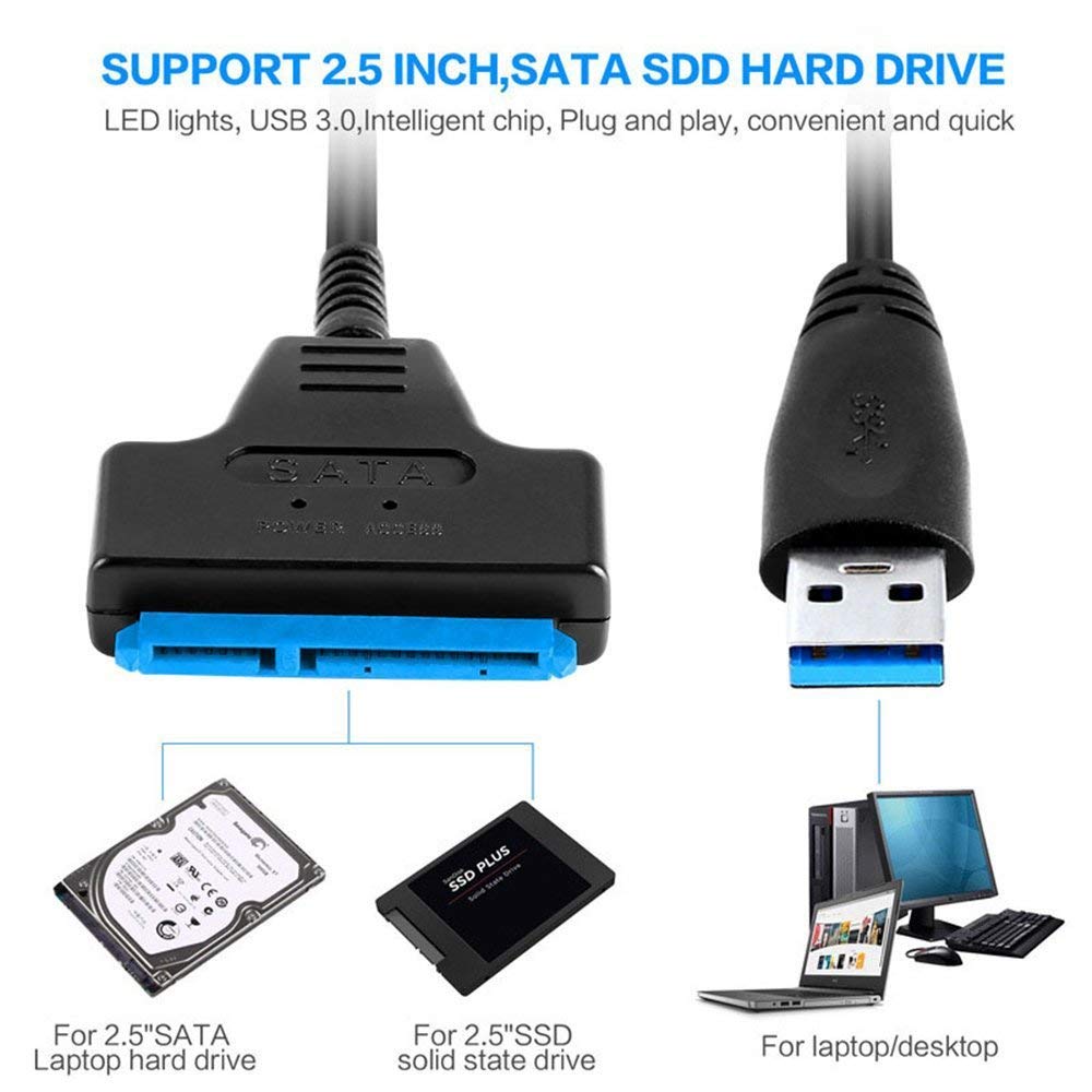 USB 3.0 to SATA 22 Pin 2.5 Inch Hard Disk Driver SSD Adapter Data Power Cable - Image 2