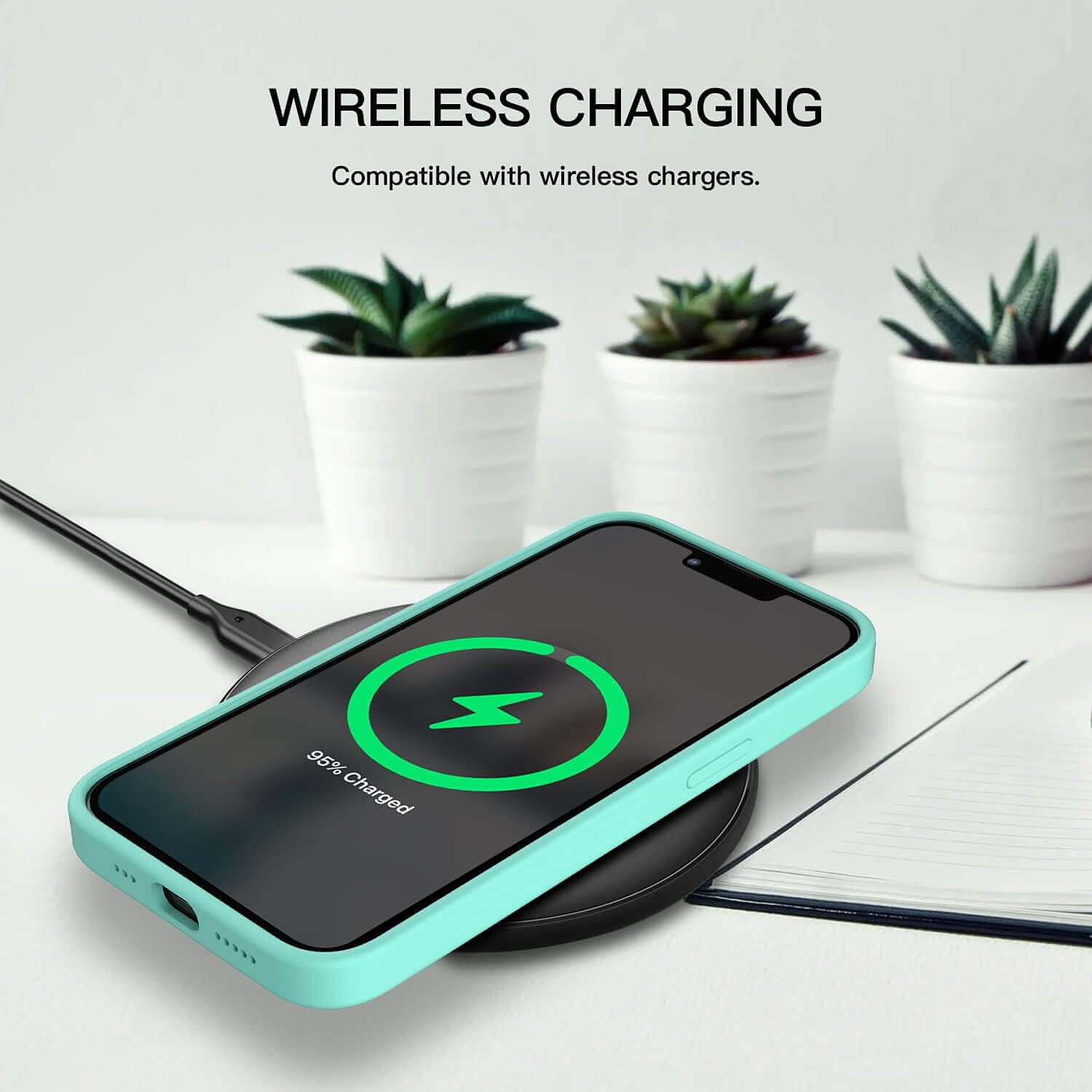 iPhone 13 Pro Max 2021, Silicone Anti-Scratch Shockproof Protective Case - Mint - Image 7