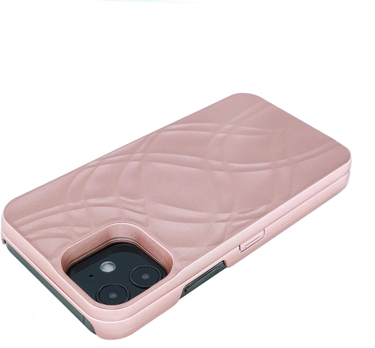 iPhone 12 Pro Mirror Wallet Case with Stand Feature and Card Holder - Rose Gold - Image 4