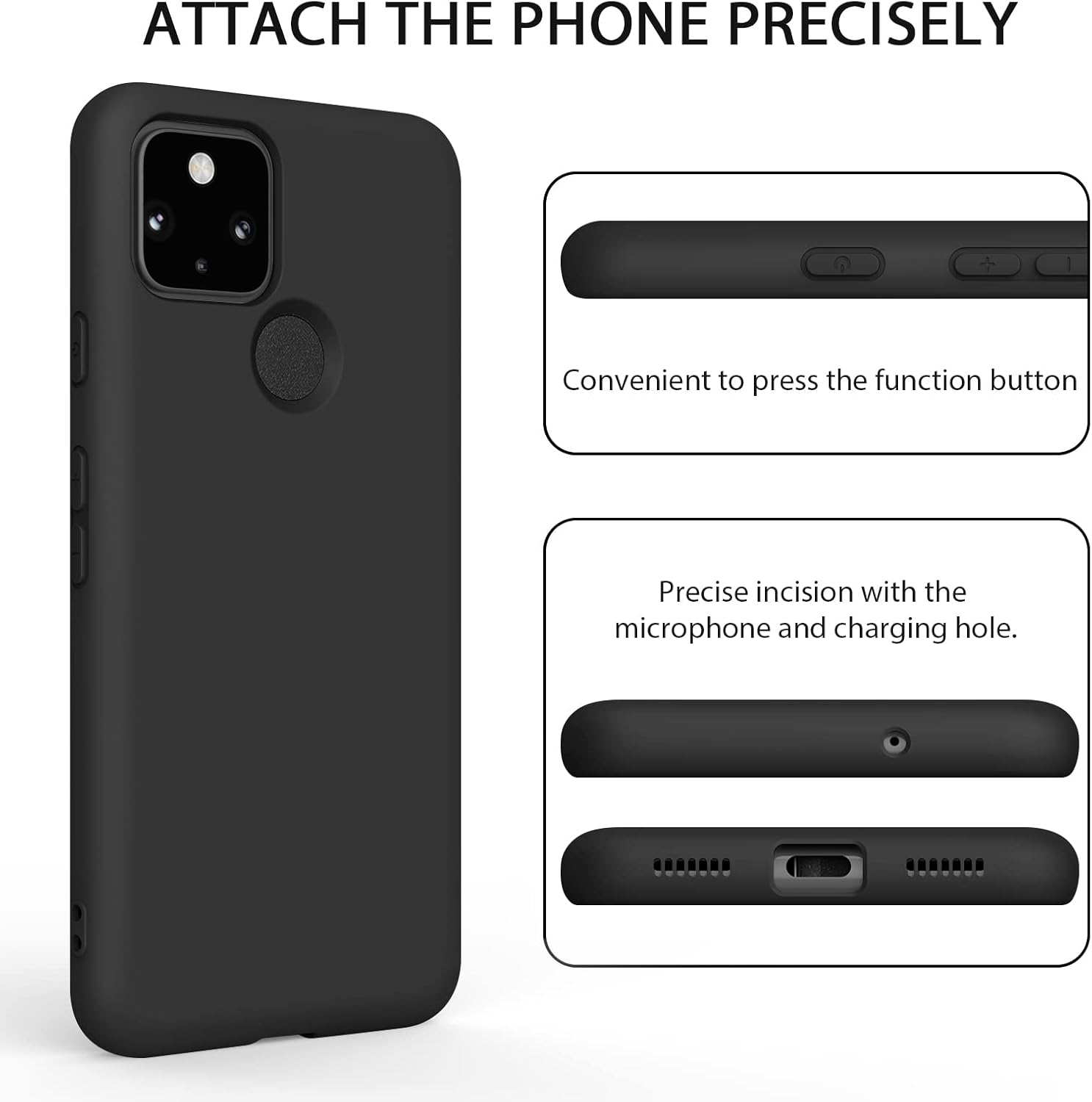 Ultra Thin Premium Rubber Soft Silicone Case for Google Pixel 5 Case (Black) - Image 4