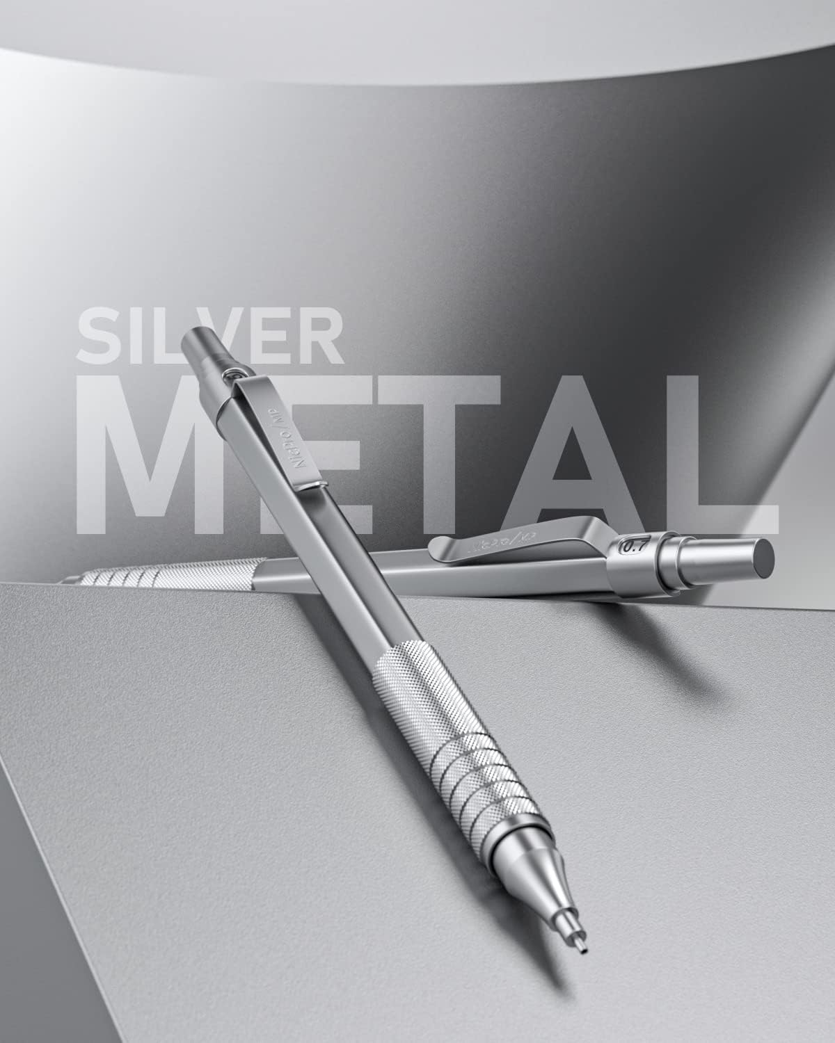 2 PCS Nicpro Mechanical Pencil new 0.5mm+0.7mm silver - Image 2