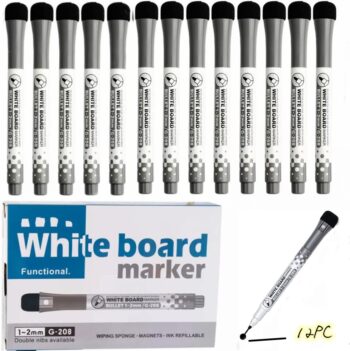 Whiteboard Pens Whiteboard Markers Dry Wipe Markers With Erasers - Pack of 12
