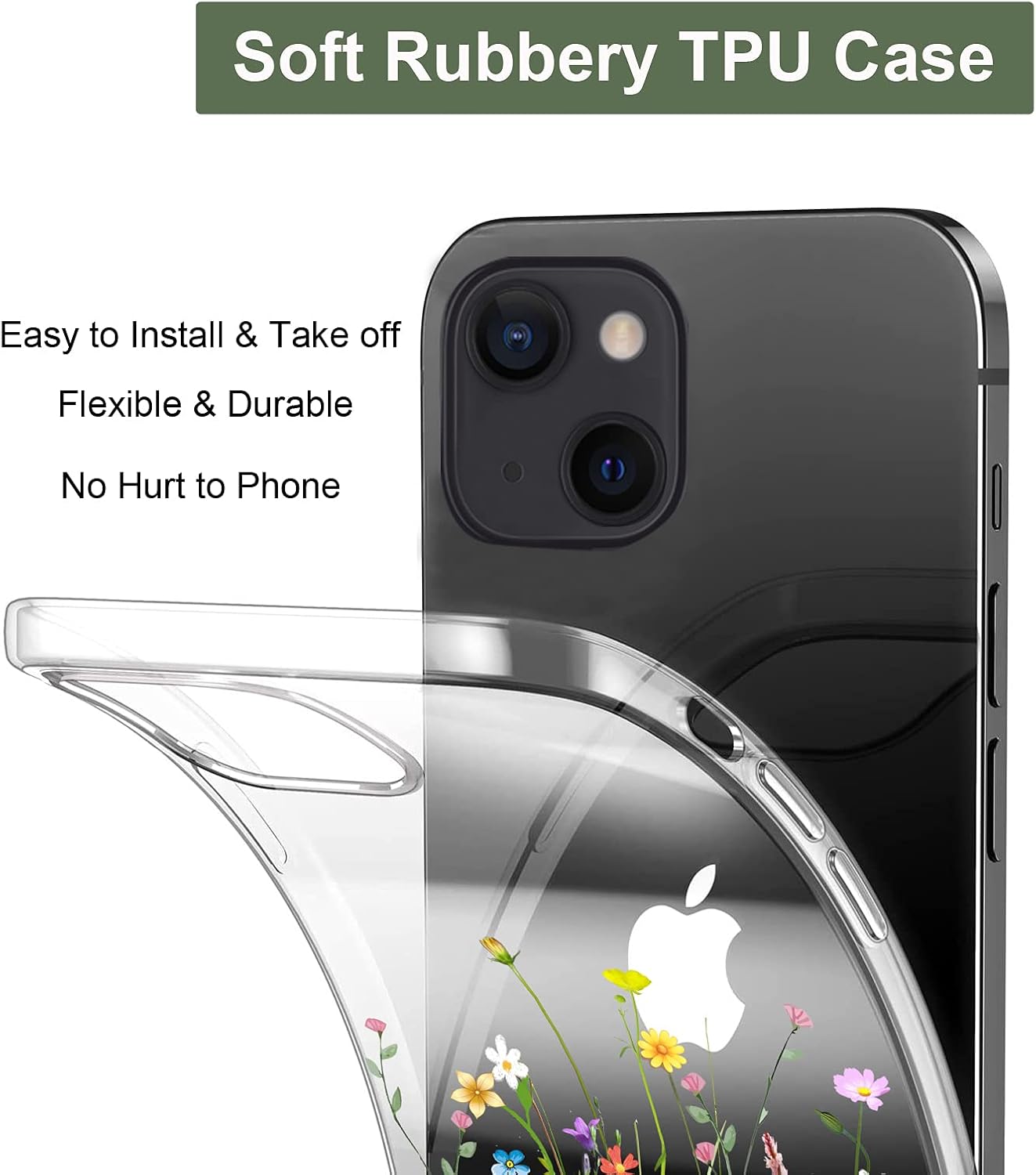 For iPhone 13 Mini Embossed Slim Protective 5.4 Inch Clear Case - Image 5