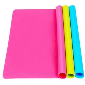 3 Pack Extra Large Silicone Sheets - 15.7" x 11.8" (Blue & Rose Red & Green)
