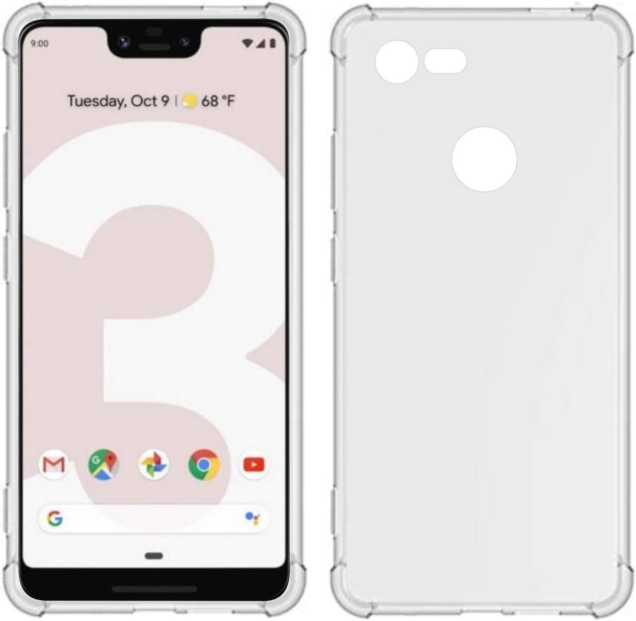 Case for Google Pixel 3, Clear TPU Four Corner Protective Cover - Clear
