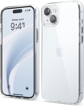 iPhone 15 Plus, Crystal Clear Military Grade Drop Protection Hybrid Clear Case