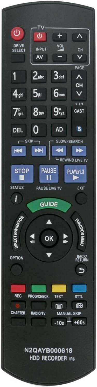 New N2QAYB000618 Remote Control Compatible with Panasonic HDD Recorder DMR-HW100