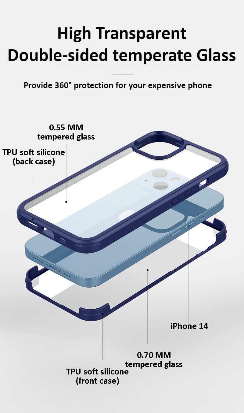 Dual Layer Rugged Clear Case w 360° Full Protection for iPhone 14 - Image 2
