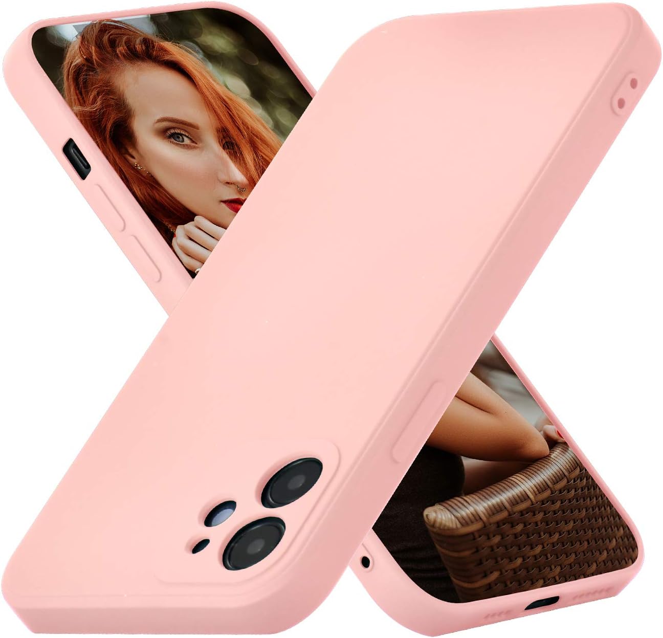 For iPhone 12 6.1 inch, Slim Liquid Silicone Case Shockproof Full Body