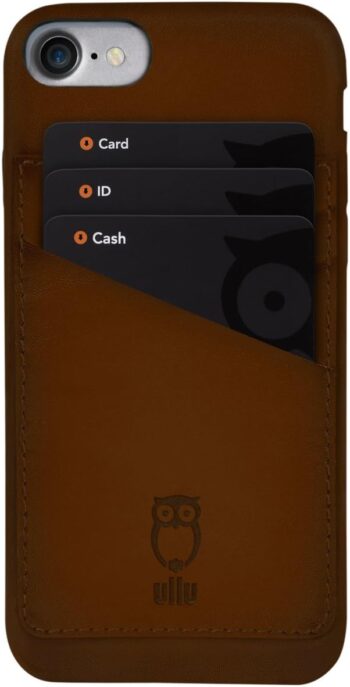 Wallet case for iPhone 7/8 Hand Coloured Leather - Milk Chocolate