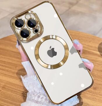 For iPhone 13 Pro Clear Magnetic Slim Case with Camera Protector - Gold