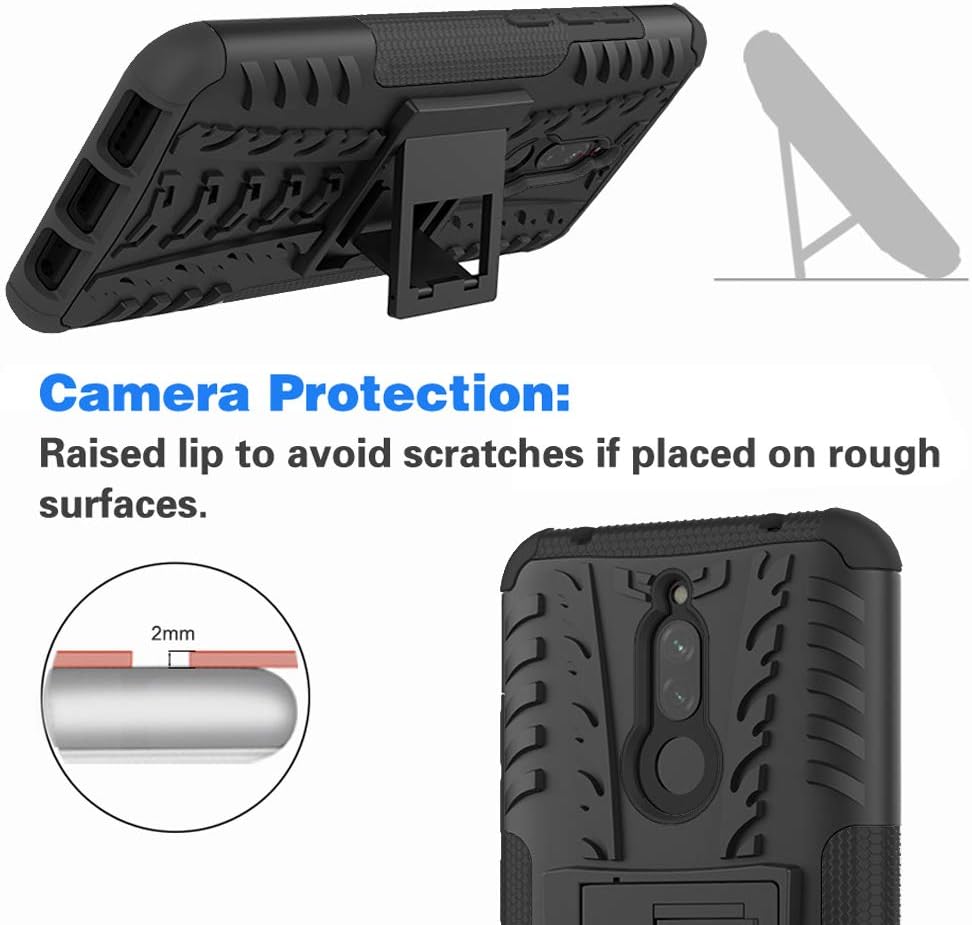For Xiaomi Redmi 8A Kickstand Hard Rugged Case w Tempered Glass Screen Protector - Image 4