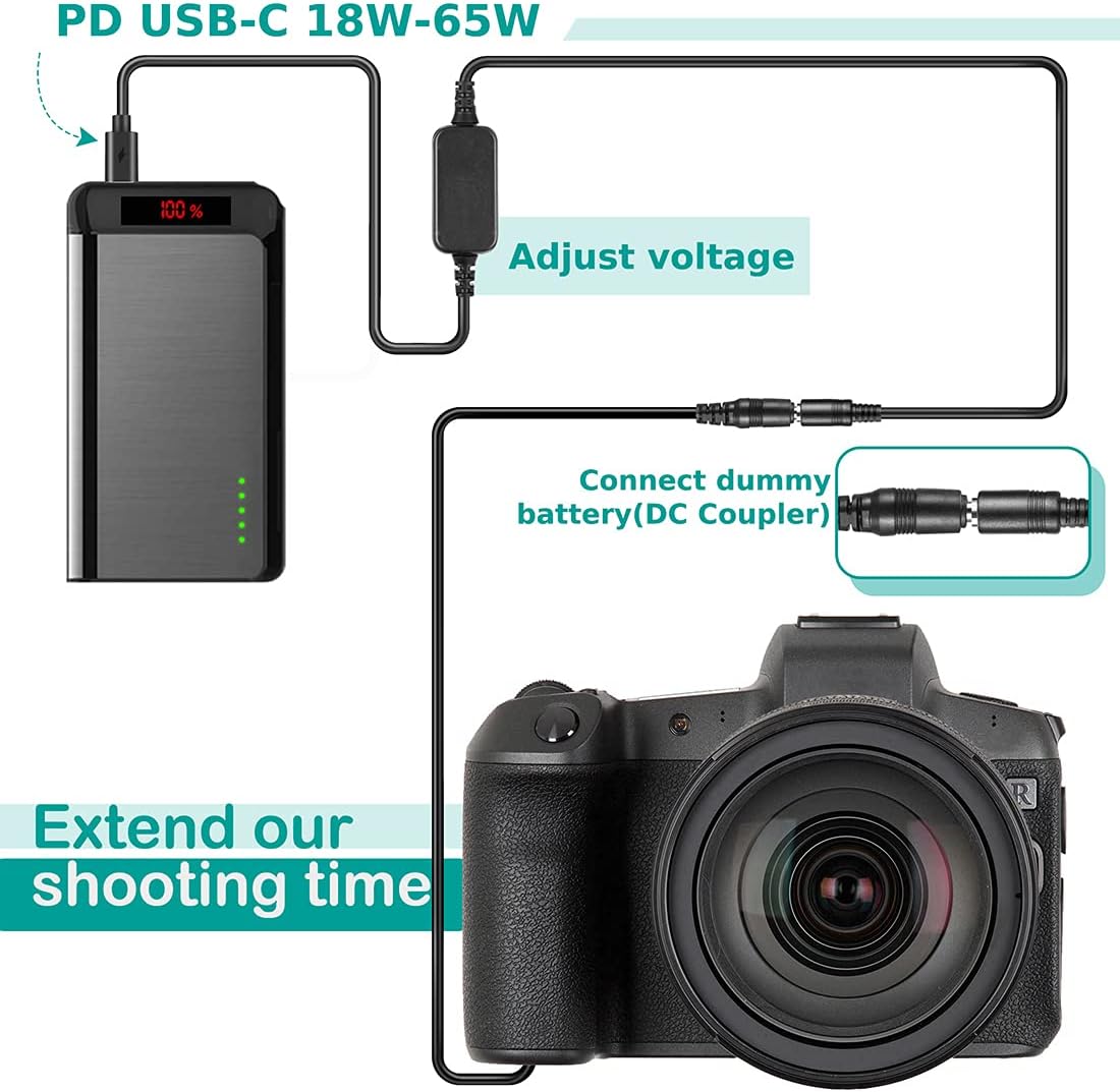 ACK-E6 USB-C Adapter DR-E6 Decoded DC Coupler PD Adapter for Canon EOS 70D/7D - Image 6