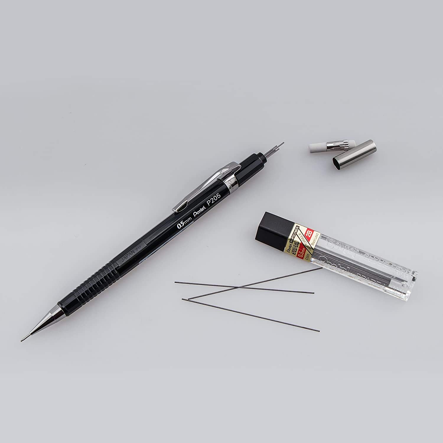 Pentel P200 Series Mechanical Pencil 0.5mm Black Barrel (YP205A-HB) - Image 2