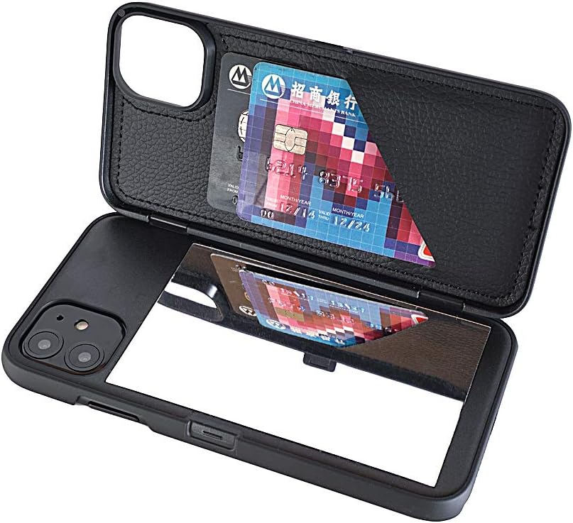 For iPhone 11 (2019), Hidden Back Mirror Wallet Case with Stand - 6.1" - Image 3