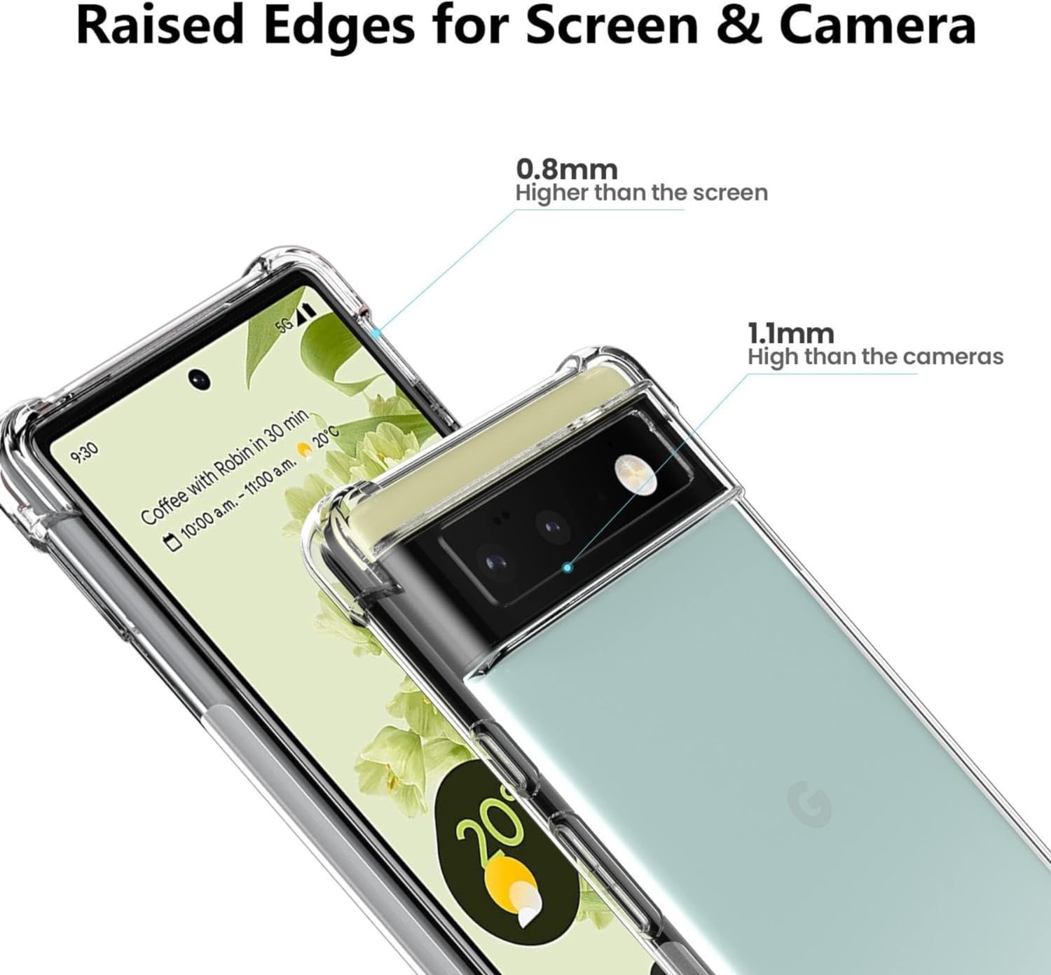 Case for Google Pixel 6 Clear TPU Four Corners Protective Cover Transparent Soft - Image 2