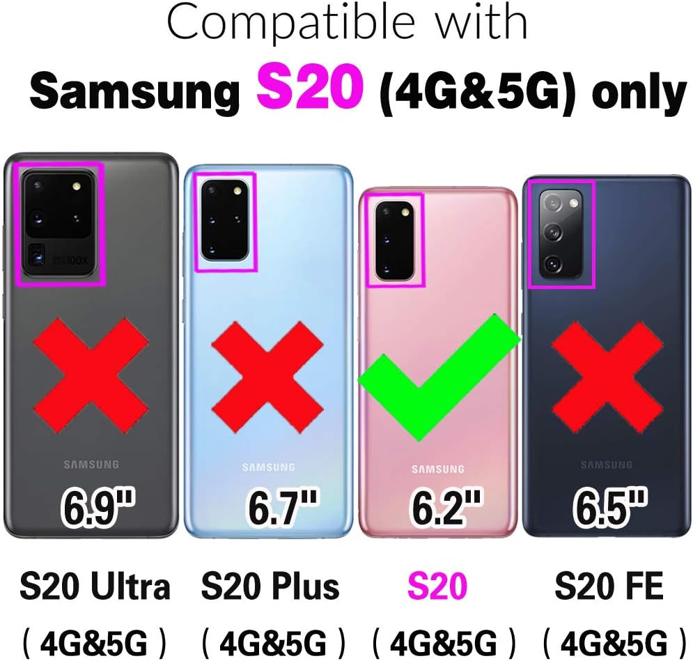 For Samsung Galaxy S20 6.2 inch Tempered Glass Screen Protector Leather Wallet - Image 2