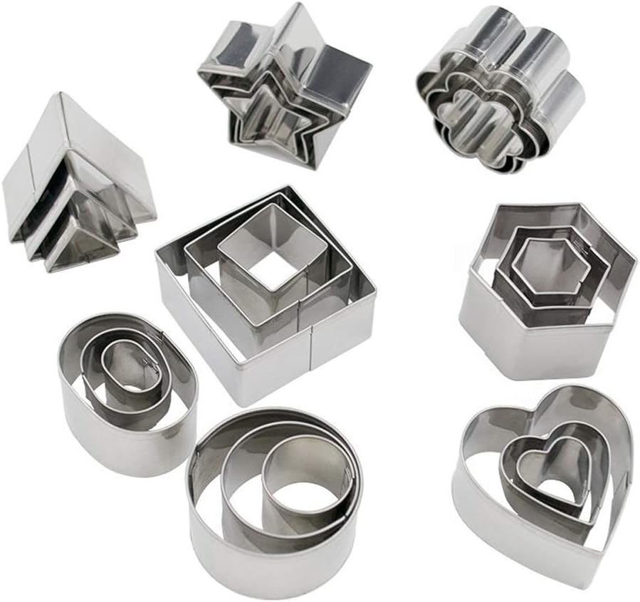 24-Piece Stainless Steel Mini Geometric Shaped Cookie Biscuit Cutter Set Square - Image 3