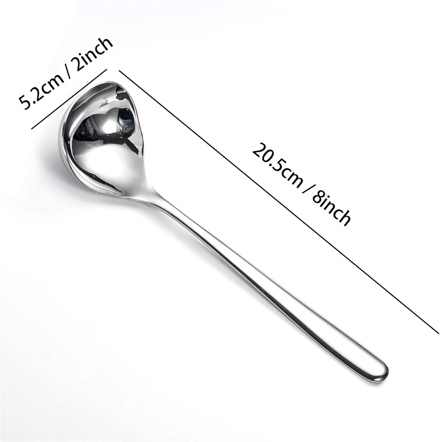 8-Inch Mini Sauce Gravy Ladle SUS304 Stainless Steel Deep Serving Soup Spoon - Image 3