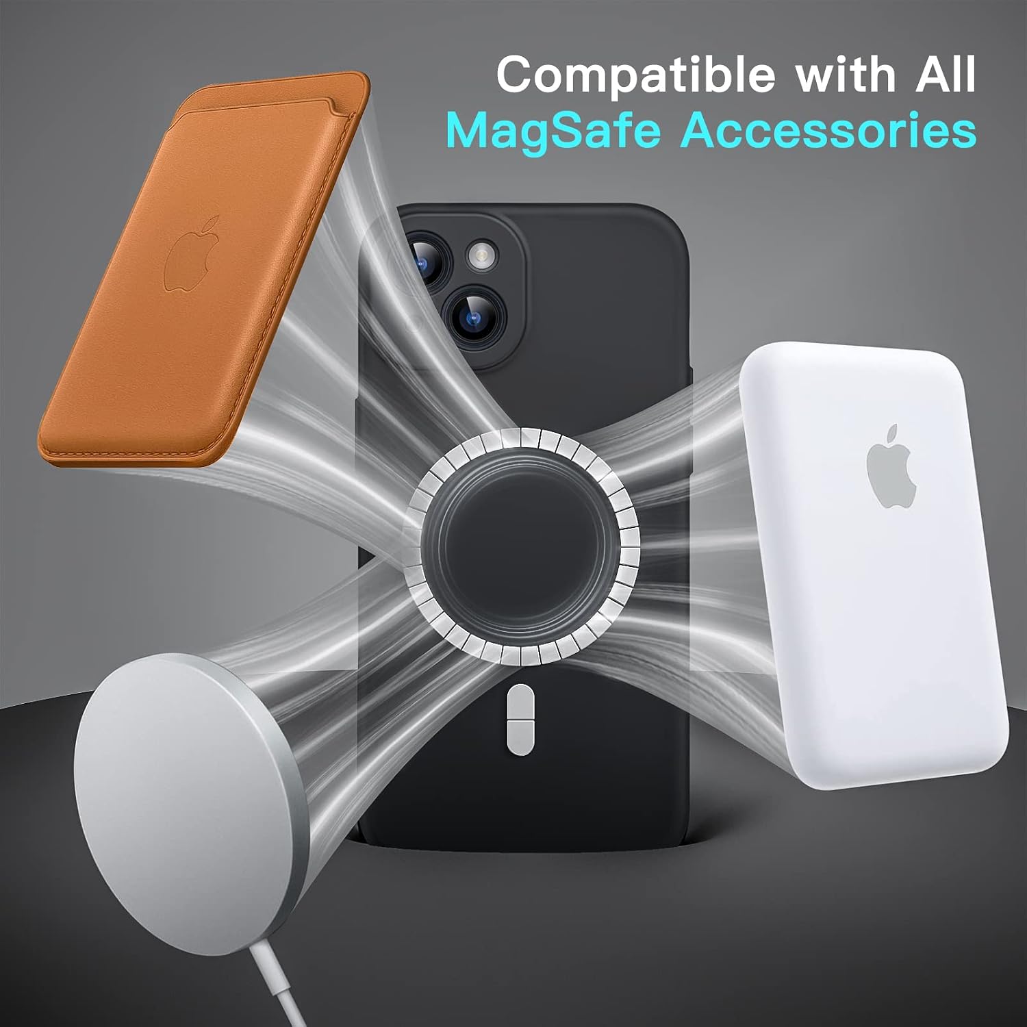 Magnetic Silicone Case for iPhone 13 6.1-Inch, Compatible with MagSafe (Black) - Image 6