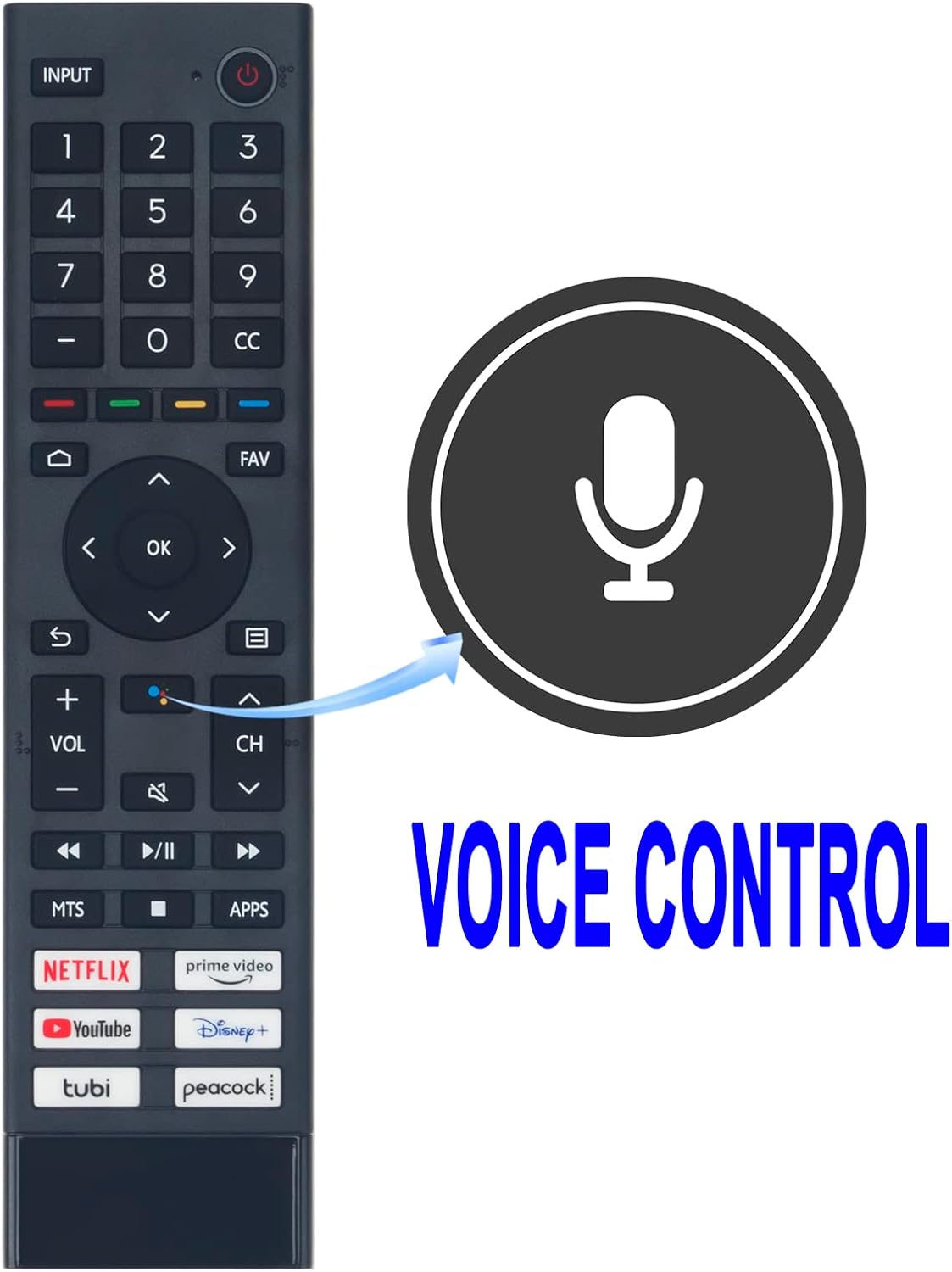 ERF3J80H Replacement Voice Remote fit for Hisense 4K UHD Android Smart TV U6G - Image 2