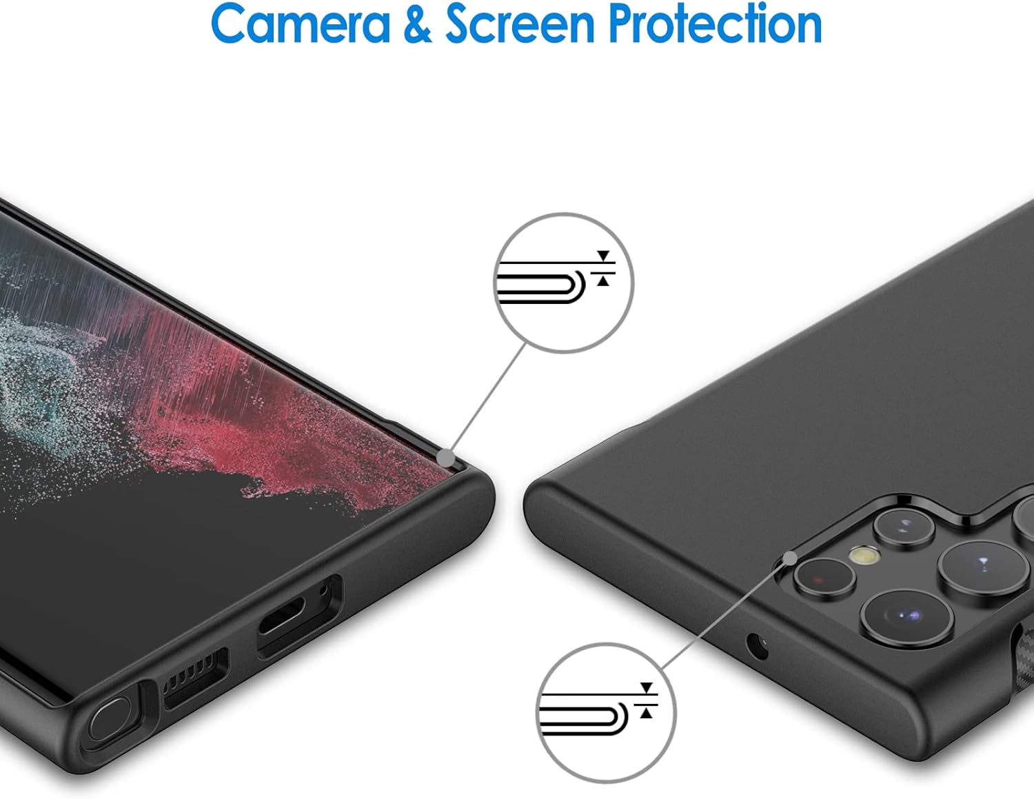 Slim Fit Case for Samsung Galaxy S22 Ultra 5G 6.8-Inch, Thin Phone Cover (Black) - Image 7