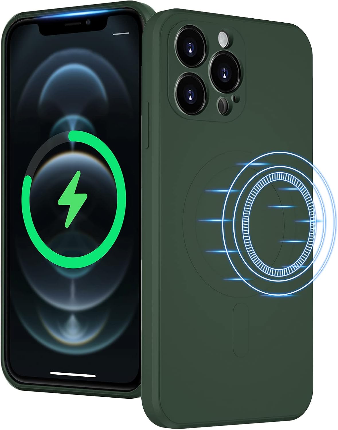 Silicone 6.7 inch, Slim Fit Soft Microfiber Case - Dark Green iPhone 14 Pro Max