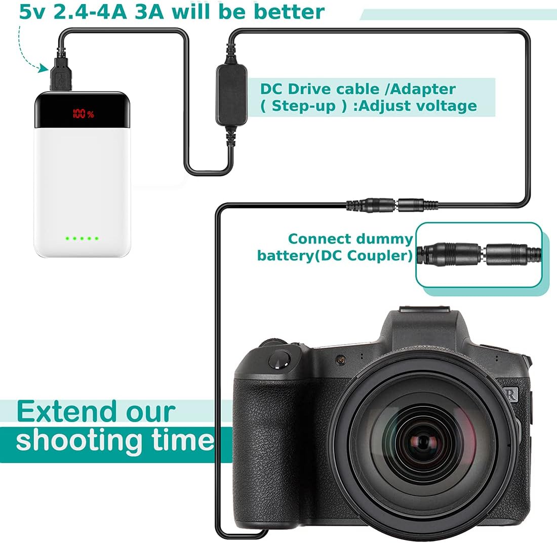 Mobile Power Adapter USB Cable+QC3.0 Charger + EP5A EP-5A EN-EL14 Dummy Battery - Image 4
