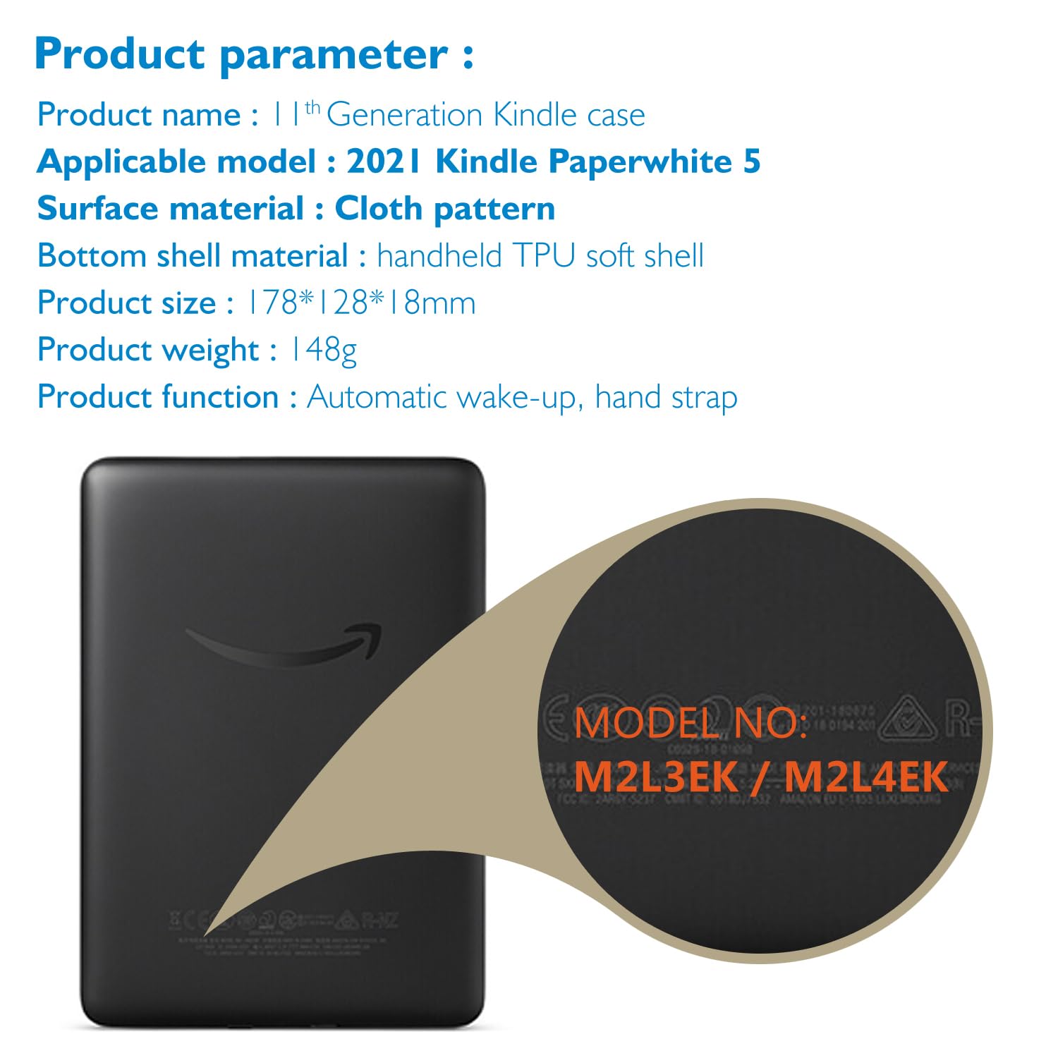 Case for 6.8-inch Kindle Paperwhite (11th Generation in 2021), TPU Cover (Black) - Image 2