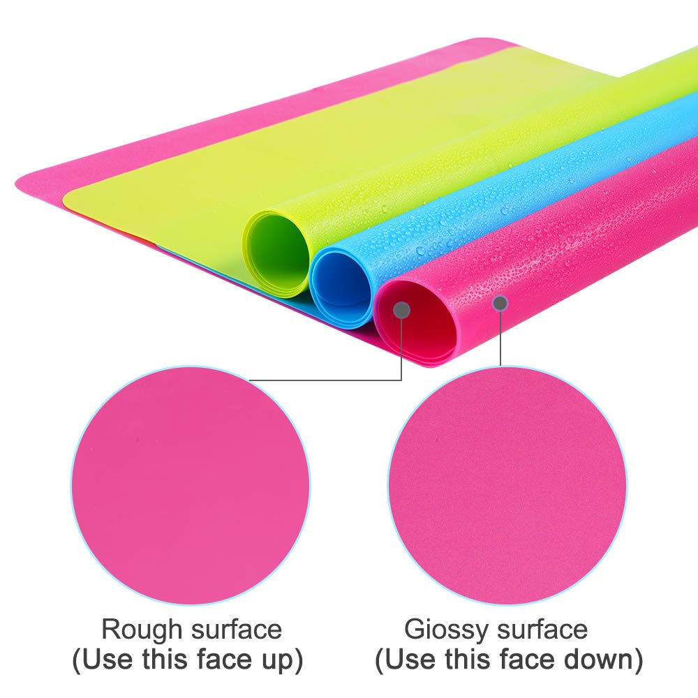 3 Pack Extra Large Silicone Sheets - 15.7" x 11.8" (Blue & Rose Red & Green) - Image 2