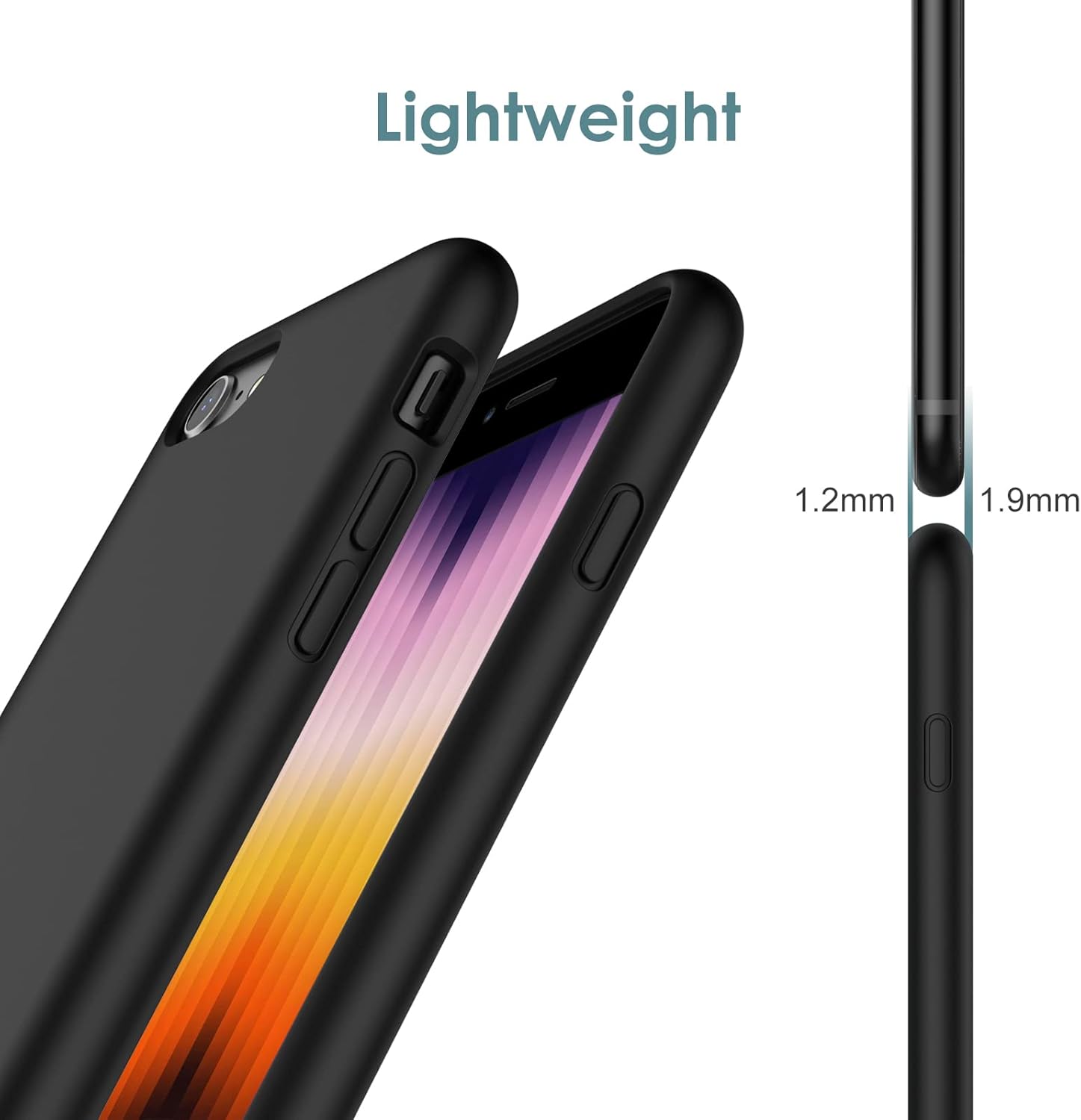For iPhone SE 3/2 (2022/2020 Edition), 4.7-Inch, Protective Silicone - Black - Image 5
