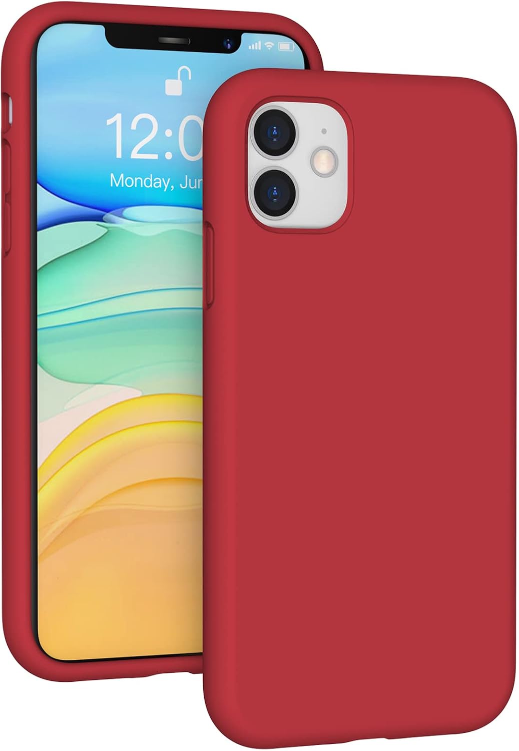 For iPhone 11 Case, Full Covered Thickened Liquid Silicone Gel Rubber - Red