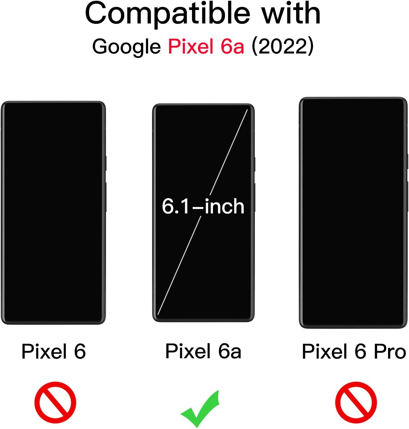 Case for Google Pixel 6a 6.1" 2022, Dual-Layer Protection Shockproof Cover-Black - Image 2