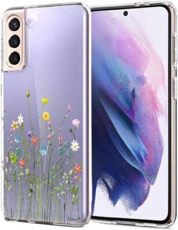 Galaxy S21 Case Clear with Soft TPU Shock Absorption Slim (Flower Bouquet)