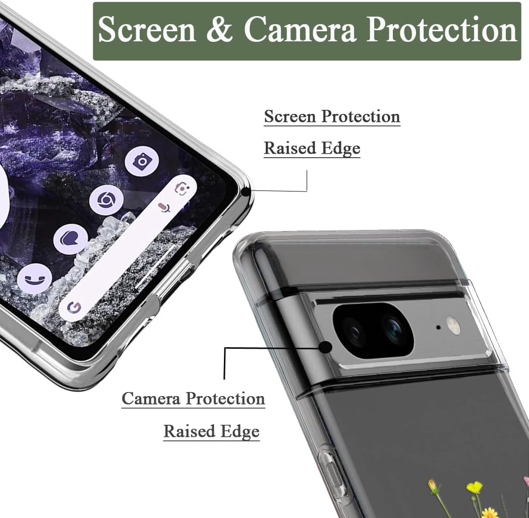 For Pixel 8 Clear Soft TPU Shock Absorption Slim Embossed Protective Case - Image 2