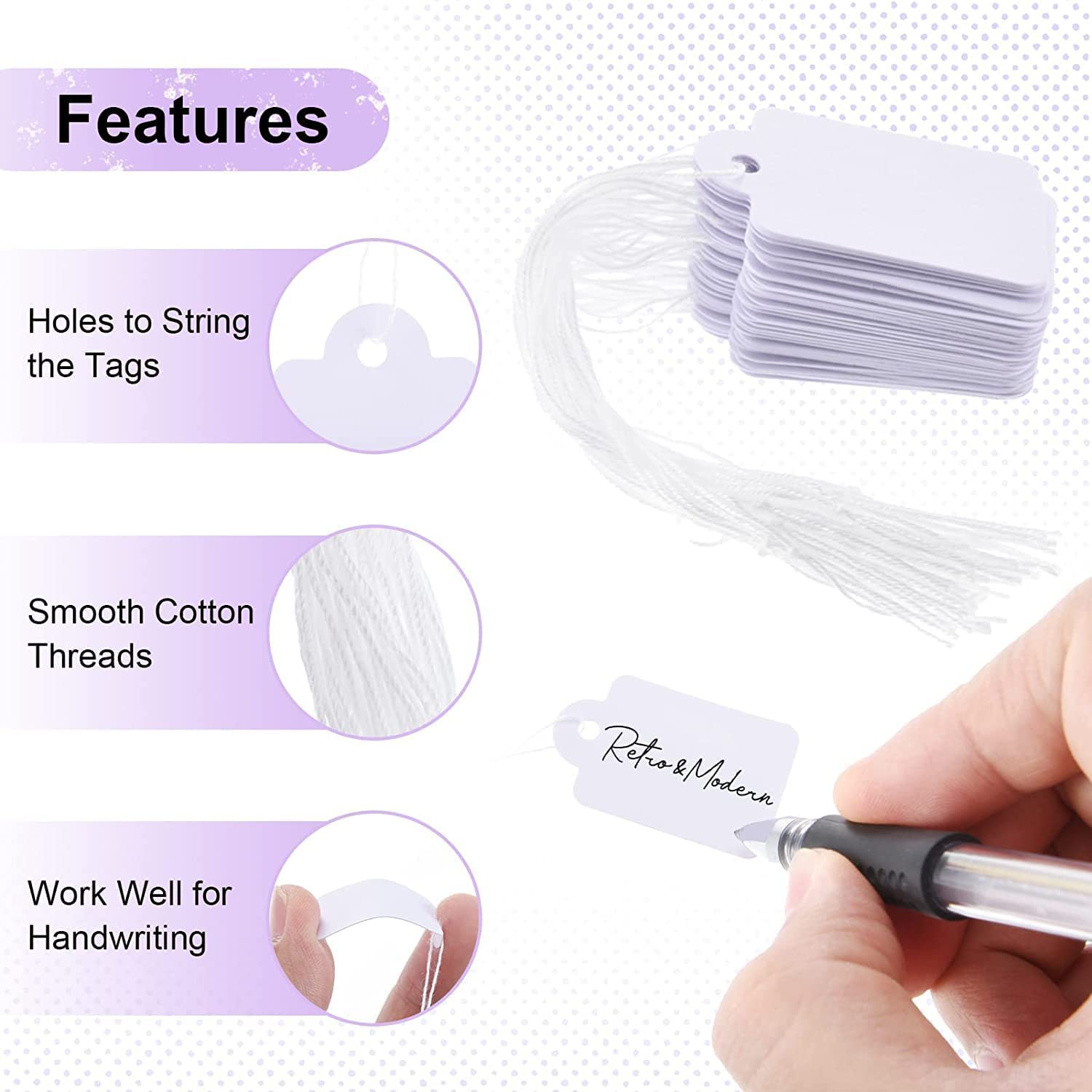 White Marking Writable Tag Display Label,White Paper Tag Jewelry Price Tag - Image 2