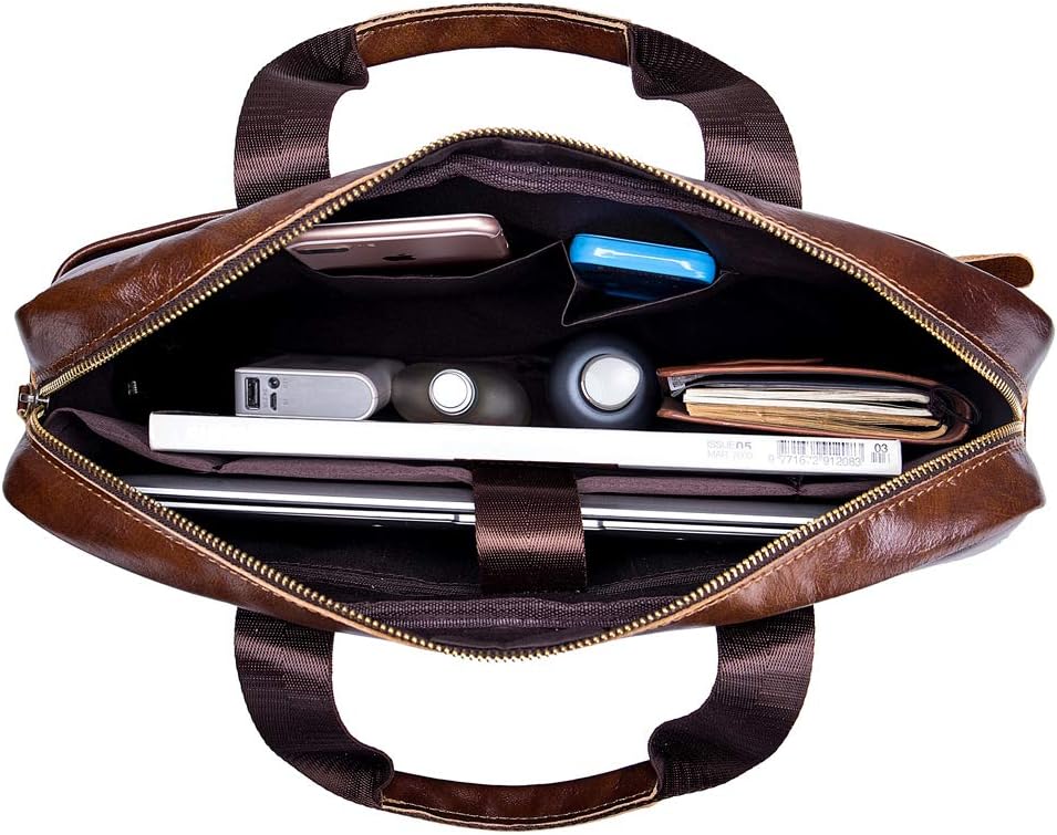 Leather Business Messenger Bag for Men Carry All Laptop Protection (14 Inch) - Image 5