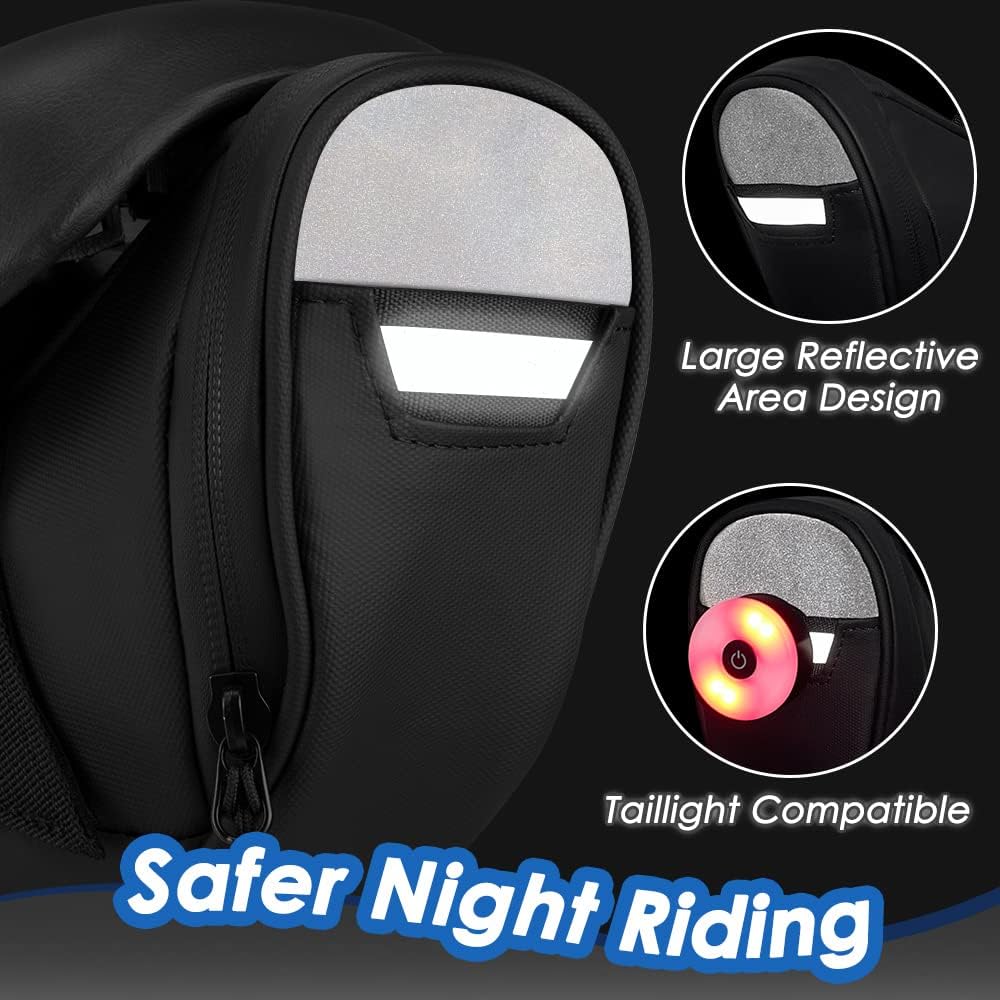 Reflective Bike Saddle Bag, Waterproof Under Seat Bicycle Pack Tool Accessories - Image 2