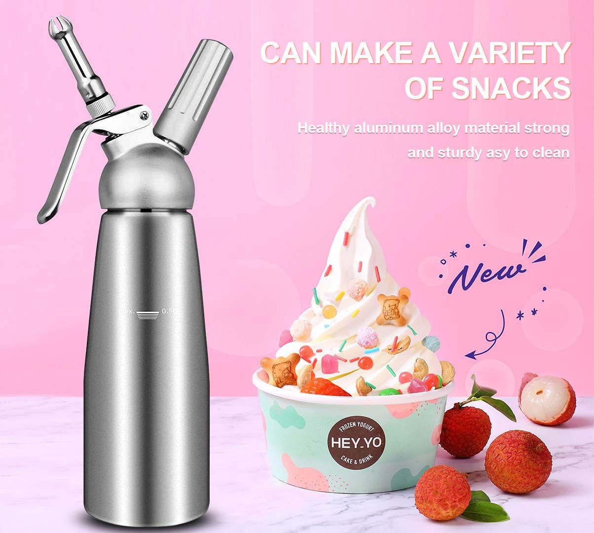 Whipped Cream Dispenser, Professional Aluminum Cream Whipper Maker 500mL - Image 7