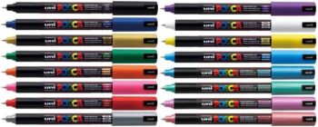 Uni PC-1MR Assorted Colour Pack Paint Marker Pens Ultra Fine 0.7mm Calibre Tip