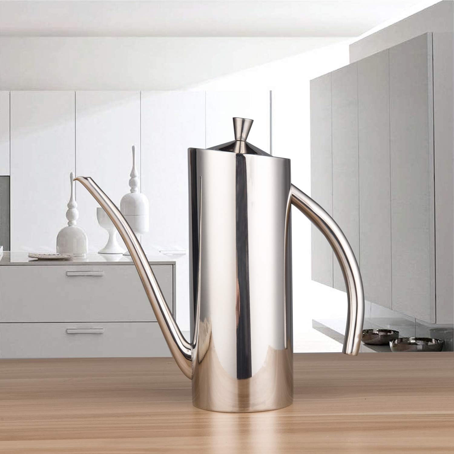 Olive Oil Dispenser with Drip-Free Spout SUS304 Stainless Steel Oil Can Pot - Image 8