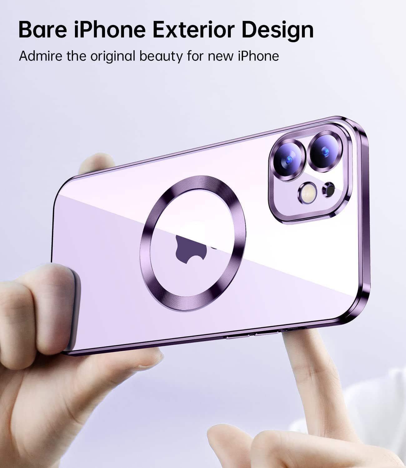 For iPhone 12 Clear Magnetic Case with Camera Protector - Purple - Image 6