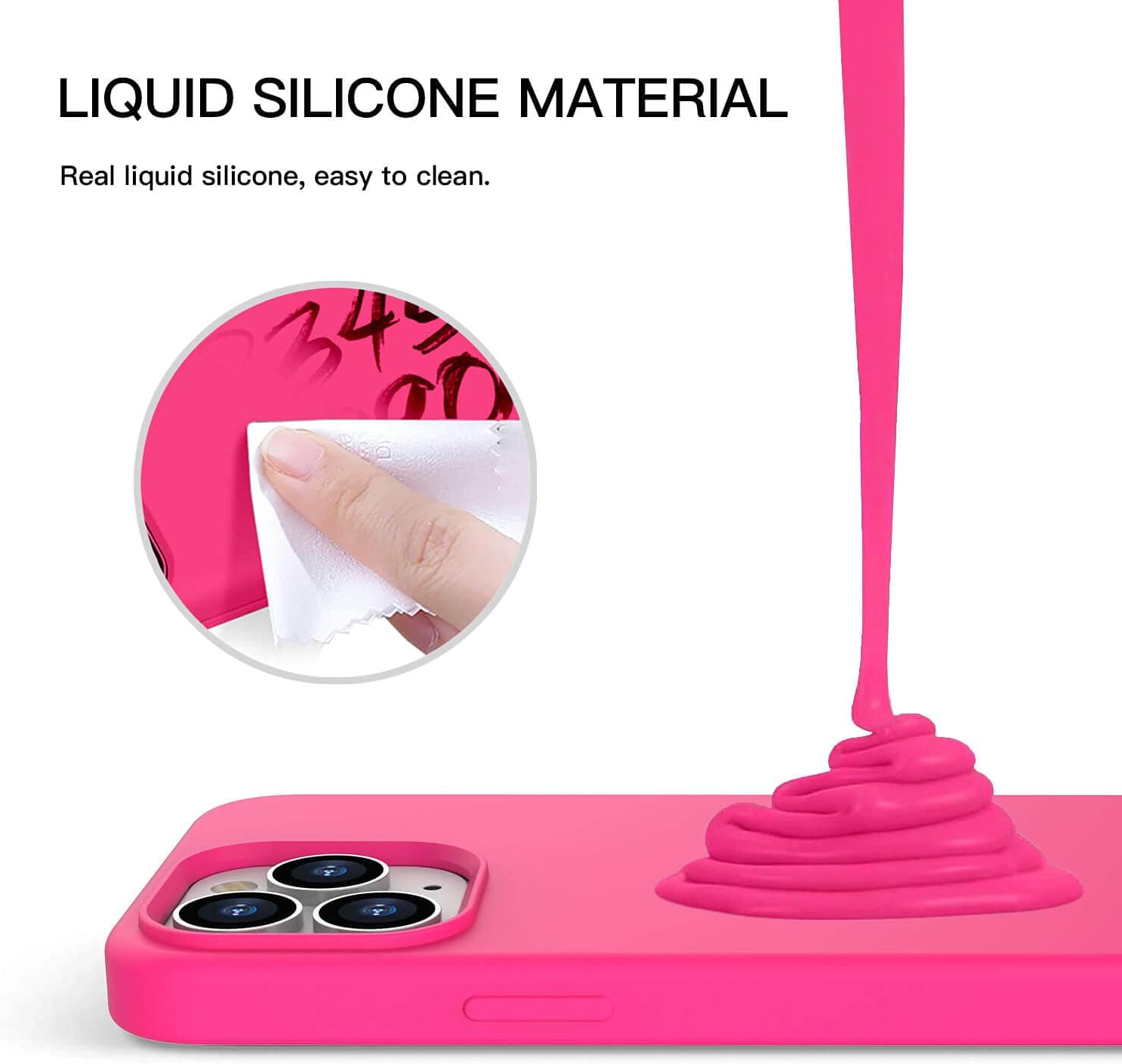 Liquid Silicone Case iPhone 13 Pro Max 6.7" 2021 Silicone Anti-Scratch-Hot Pink - Image 5