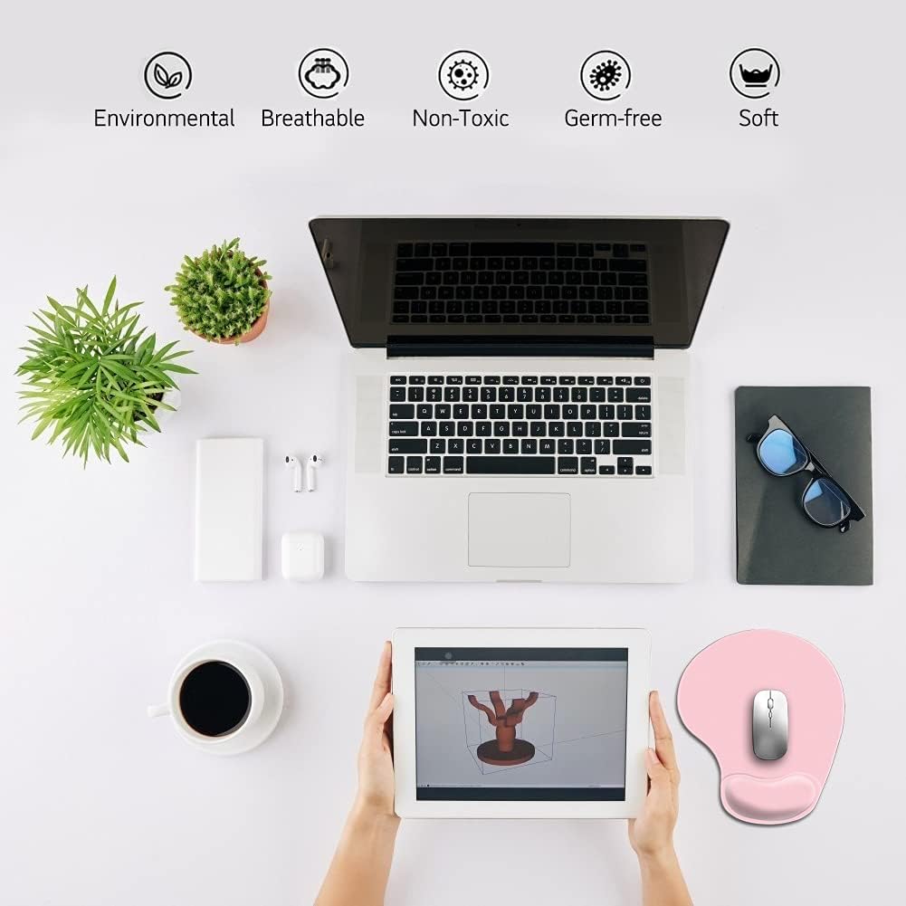 Mouse Pad with Wrist Support for Ergonomic Mousepad Gel Wrist Rest (Pink) - Image 4