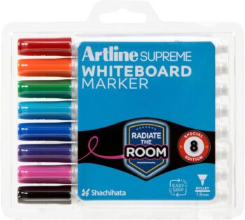 Artline Supreme Whiteboard Marker 8 Pack, Assorted