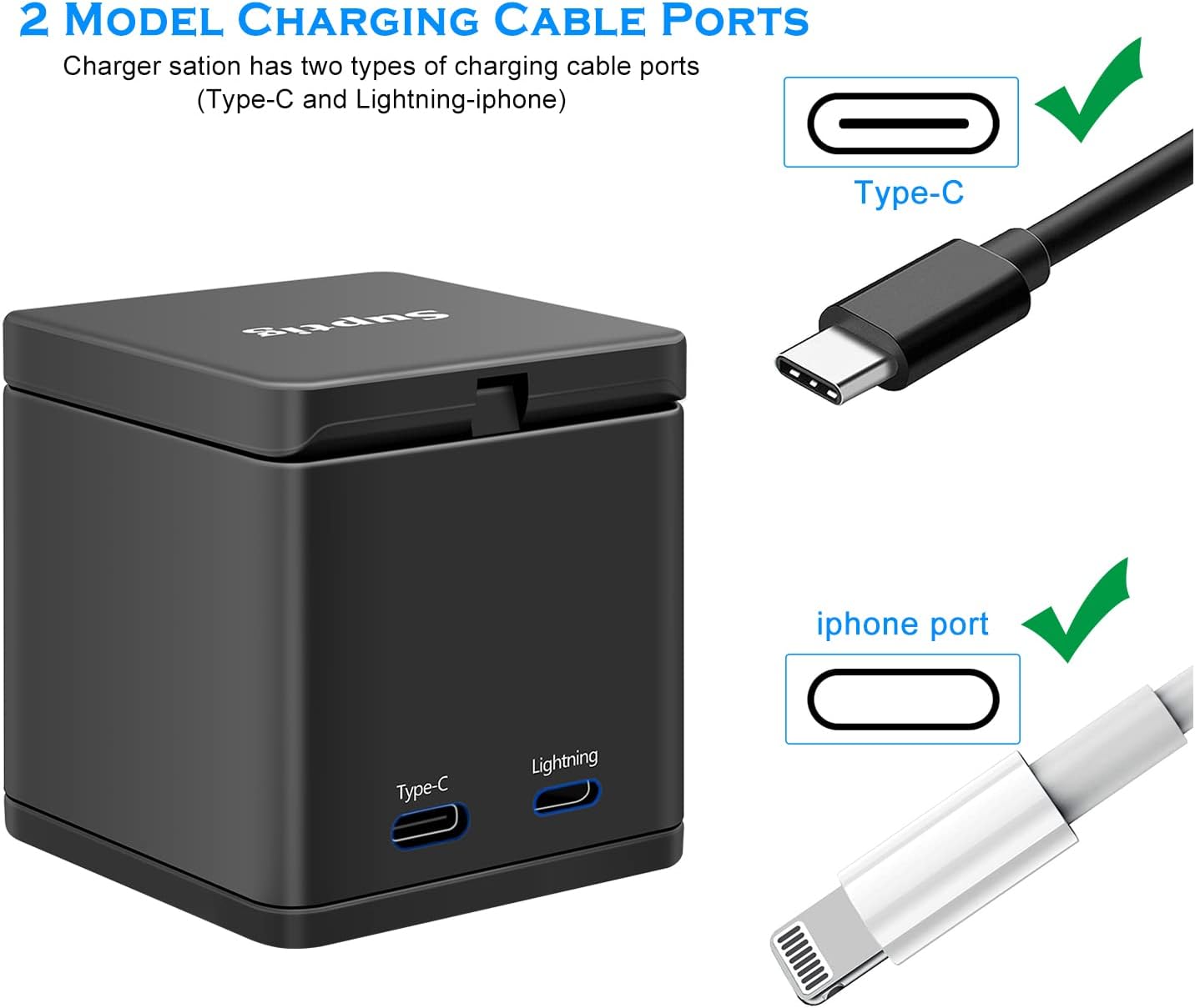 Battery Charger Compatible for GoPro Hero 8, Gopro Hero 7, Gopro Hero 6, Hero 5 - Image 3