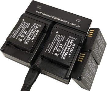 Dual-Channel Battery Charger +4X 940mAh Battery for Panasonic DMW-BLE9E BLE9