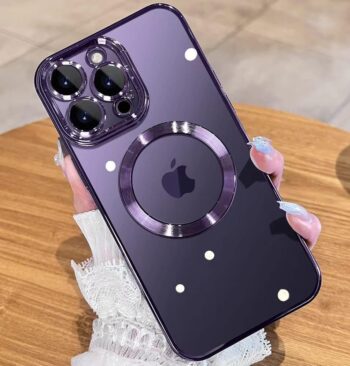 For iPhone 13 Pro Max Clear Magnetic Slim Case with Camera Protector - Purple