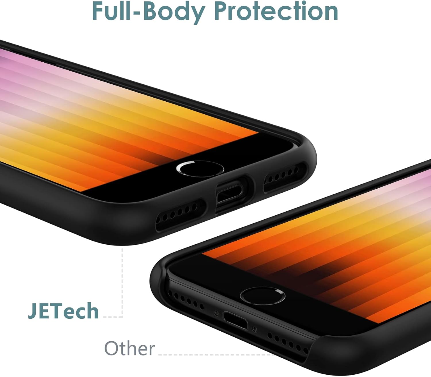 For iPhone SE 3/2 (2022/2020 Edition), 4.7-Inch, Protective Silicone - Black - Image 3